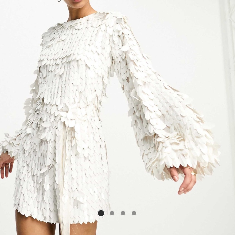 ASOS DESIGN all over feather sequin embellished mini dress